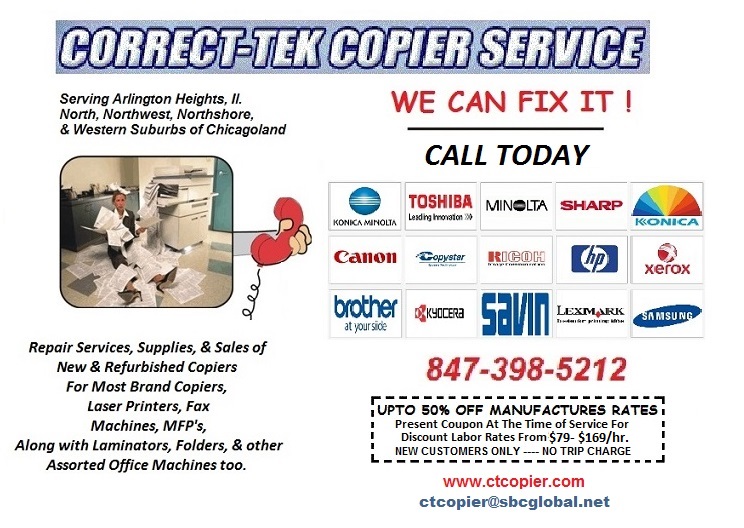 Correct-Tek Copier Service | 1514 E Waverly Ct, Arlington Heights, IL 60004, USA | Phone: (847) 398-5212