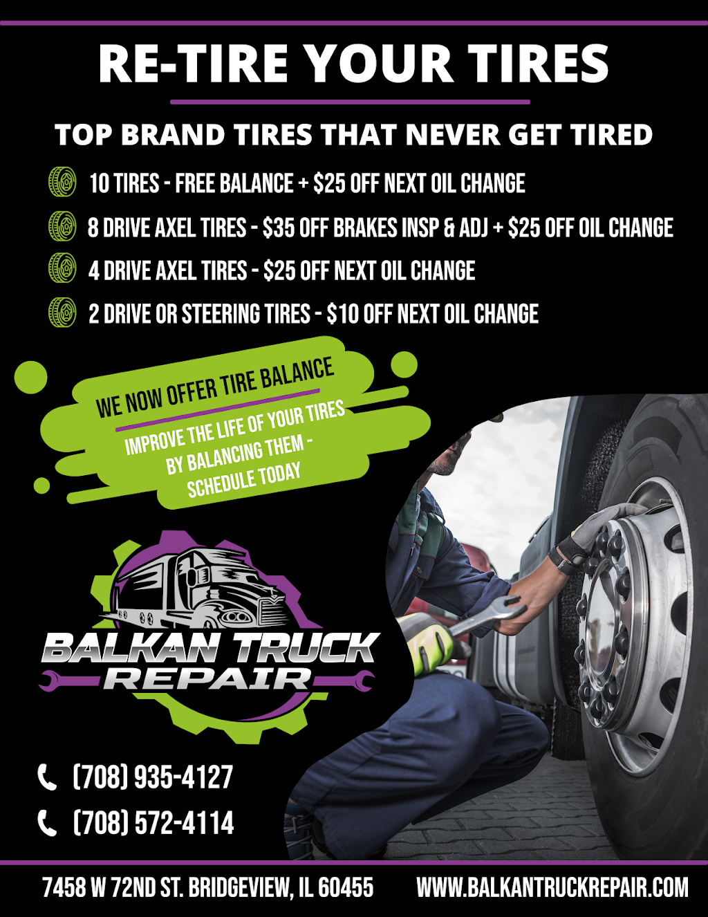 Balkan Truck Repair LLC | 7458 W 72nd St, Bridgeview, IL 60455, USA | Phone: (708) 572-4114