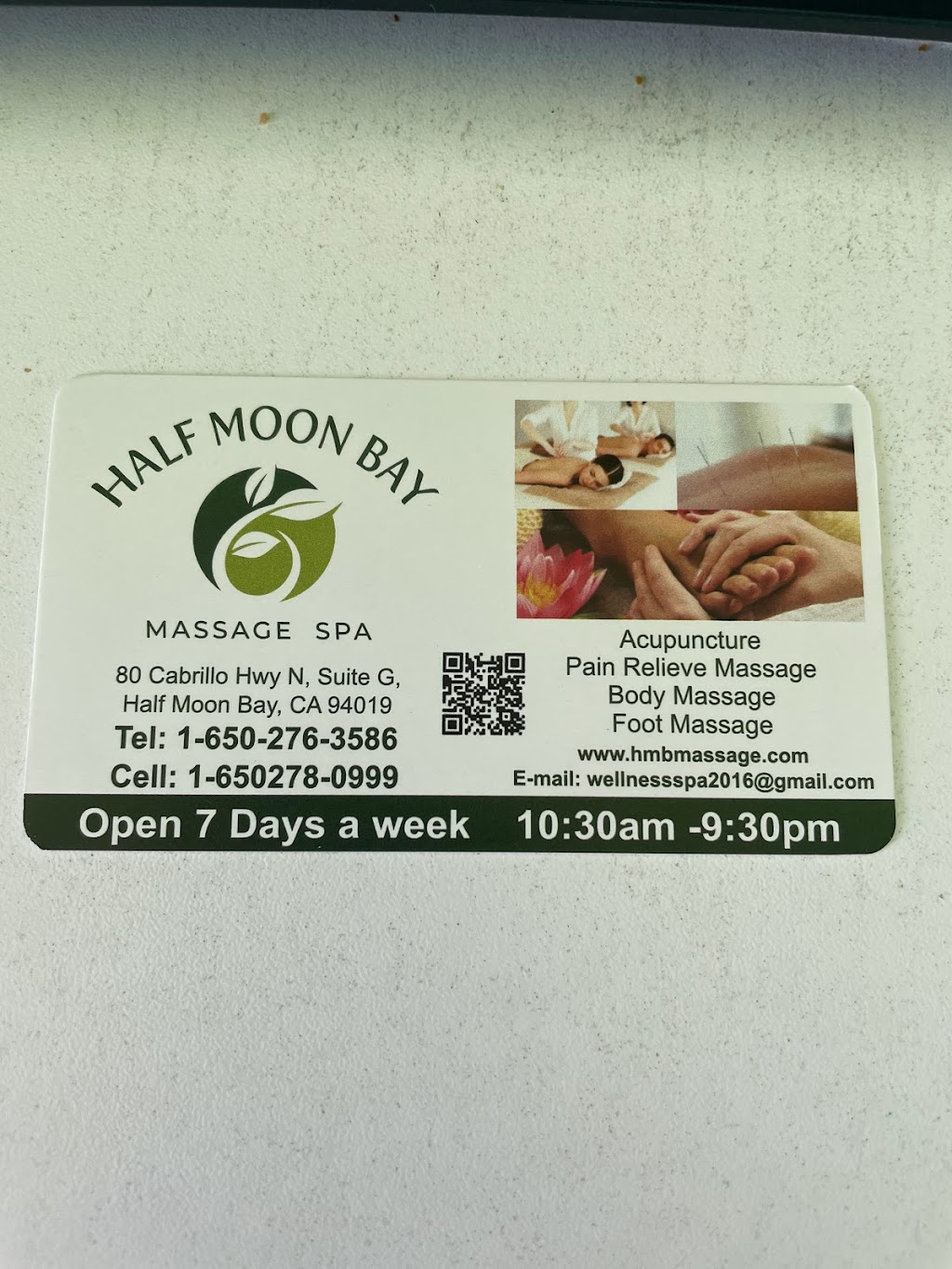 HMB MASSAGE | 80 Cabrillo Hwy N G, Half Moon Bay, CA 94019, USA | Phone: (650) 276-3586