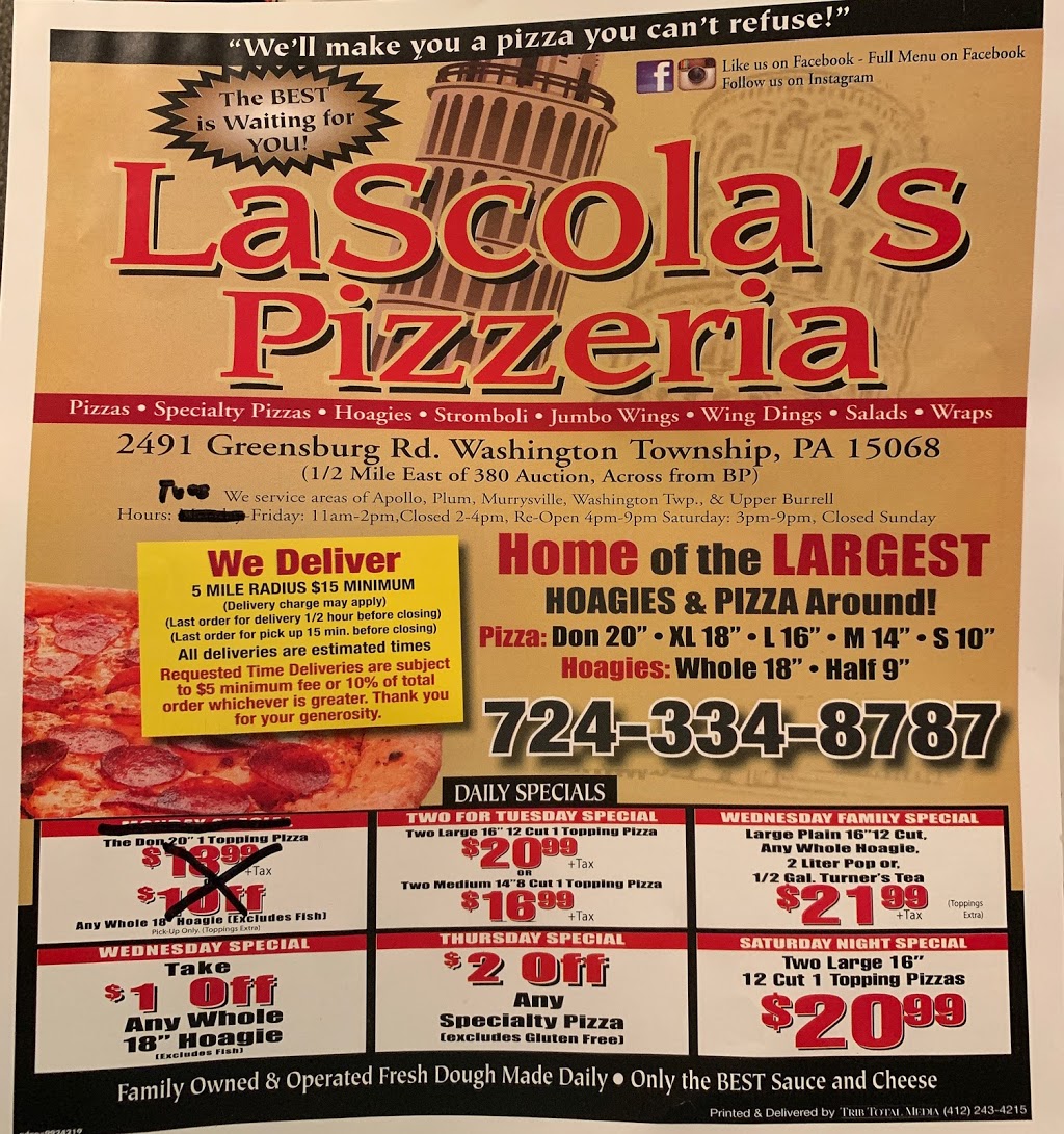 LaScolas Pizzeria | 2493 Greensburg Rd, New Kensington, PA 15068, USA | Phone: (724) 334-8787