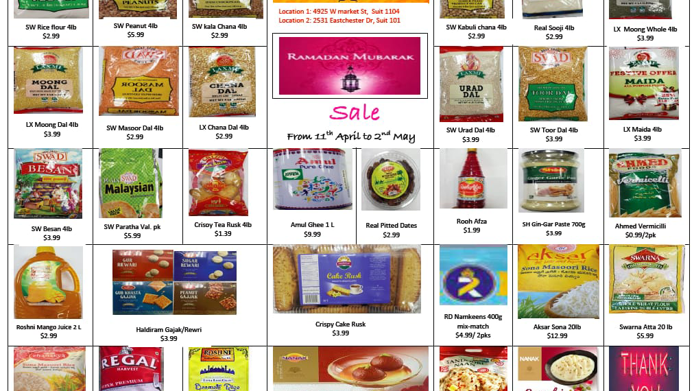 Indu Indian Grocery and Cafe(Greensboro) | 4925 W Market St Suit 1104, Greensboro, NC 27407, USA | Phone: (336) 235-2700