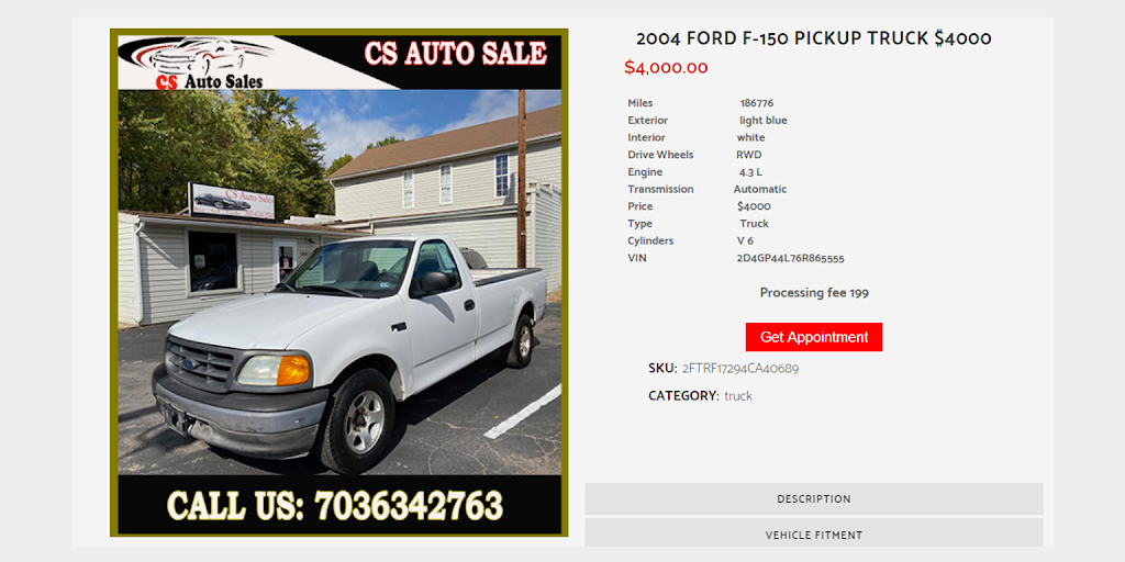 CS Auto Sales | 3869 Patriot Hwy A, Stafford, VA 22554, USA | Phone: (703) 634-2763