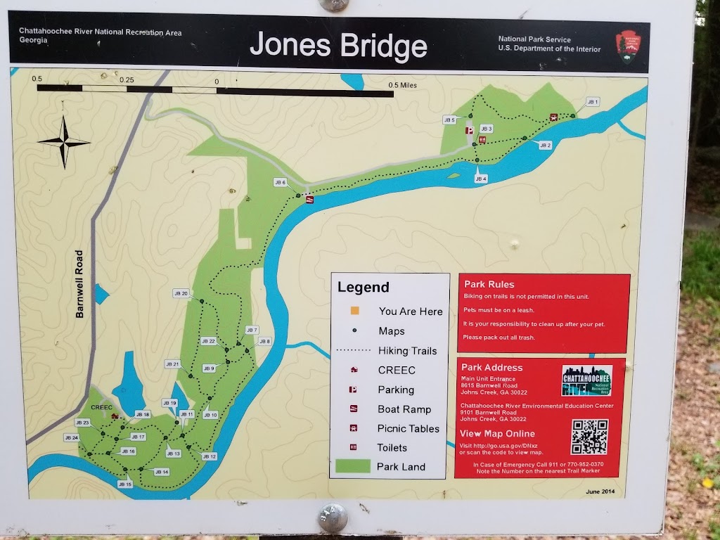 Jones Bridge Unit, Chattahoochee National Recreation Area | 8615 Barnwell Rd, Johns Creek, GA 30022, USA | Phone: (404) 329-1455
