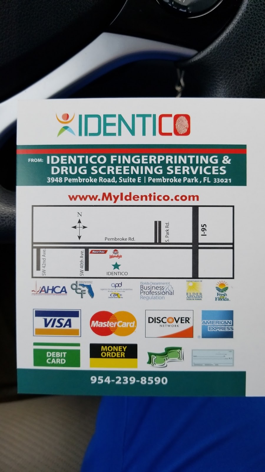 IDENTICO FINGERPRINTING AND DRUG TESTING | 3948 Pembroke Rd E, Pembroke Park, FL 33021, USA | Phone: (954) 239-8590