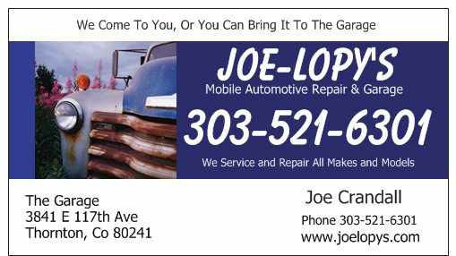 Joe-lopys Mobile Automotive Repair | 8651 Raspberry Dr, Frederick, CO 80504, USA | Phone: (303) 521-6301