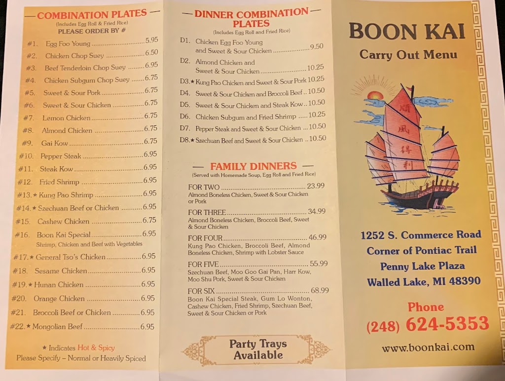 Boon Kai Restaurant | 1252 S Commerce Rd, Walled Lake, MI 48390 | Phone: (248) 624-5353