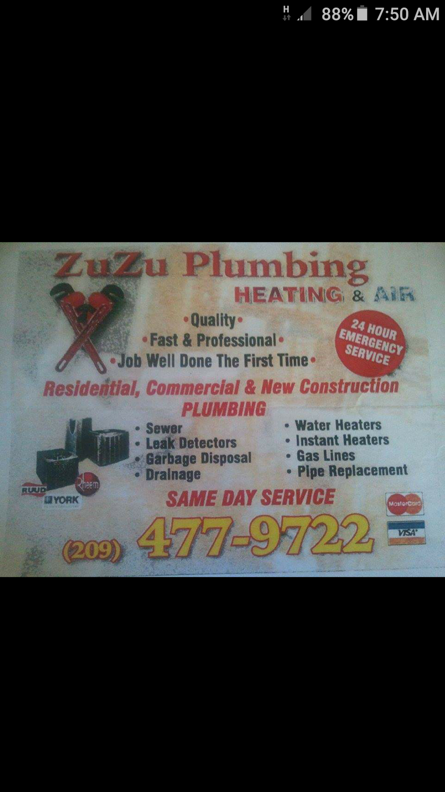 A1 Zuzu Plumbing Heating and Air | 617 W Granger Ave Unit#47, Modesto, CA 95350, USA | Phone: (209) 477-9722