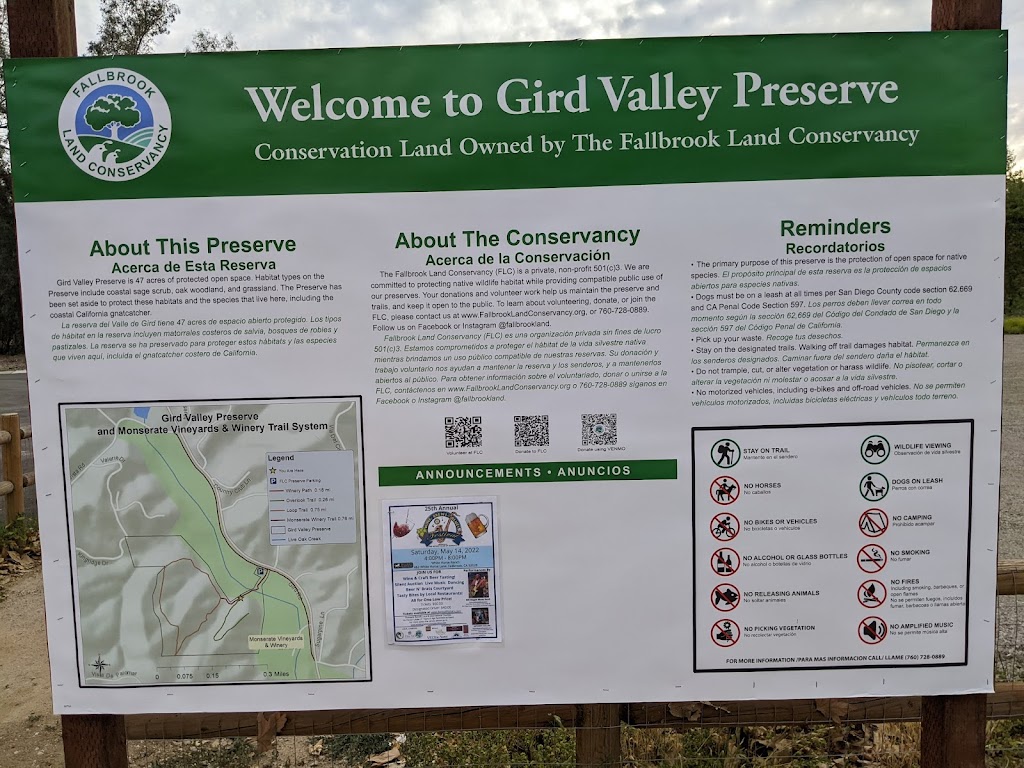 Gird Valley Preserve | Fallbrook, CA 92028, USA | Phone: (760) 728-0889