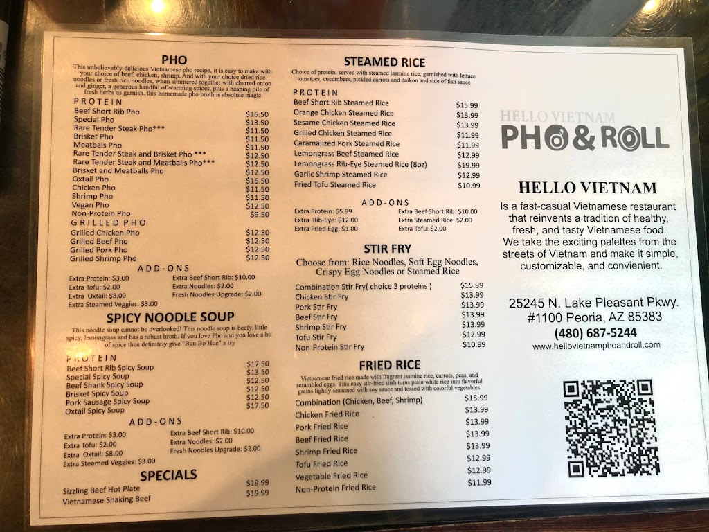 Hello Vietnam Pho & Roll | 25245 N Lake Pleasant Pkwy, Peoria, AZ 85383, USA | Phone: (480) 687-5244