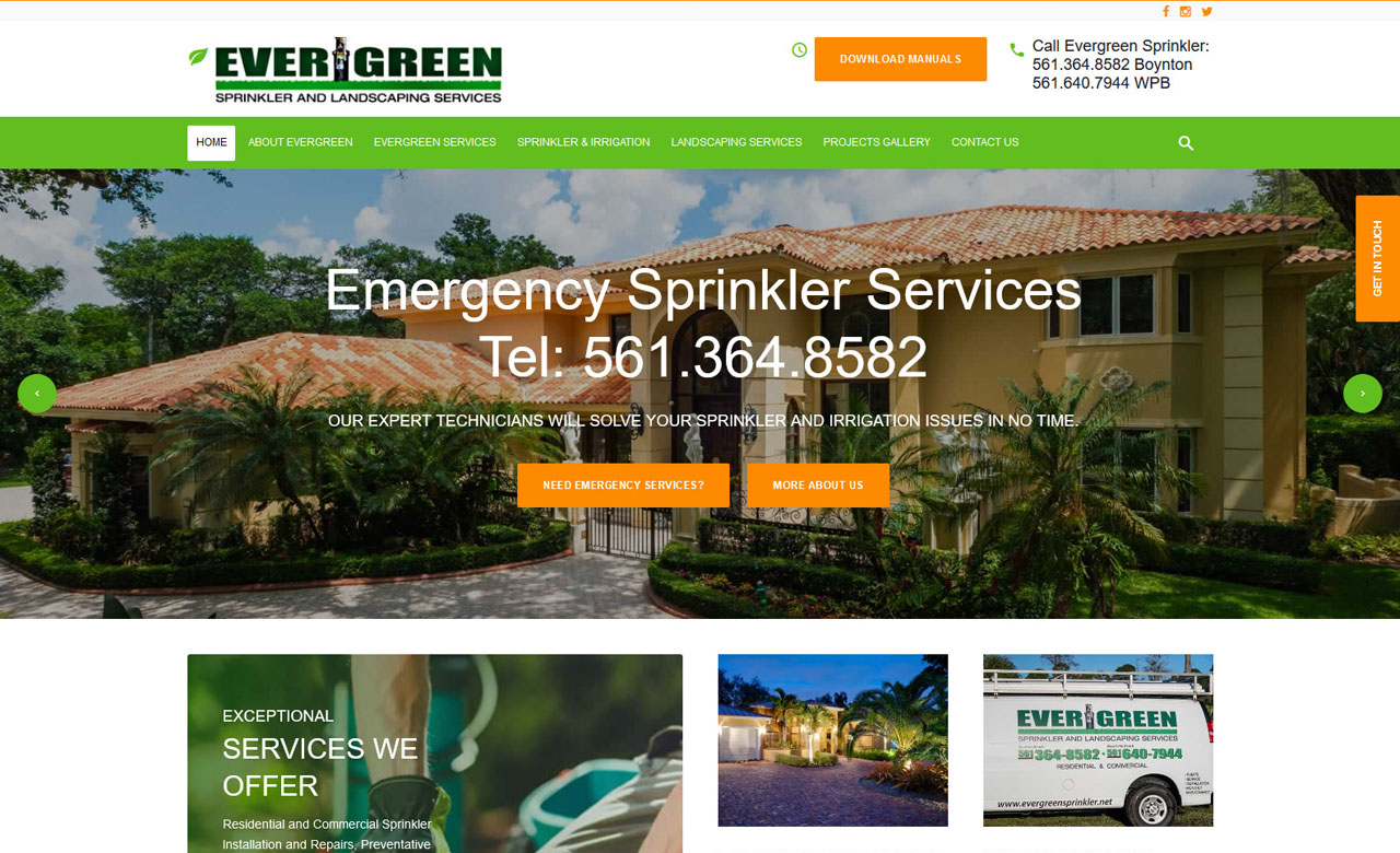 Evergreen Sprinkler and Landscaping Services | 7242 Marshall Rd, West Palm Beach, FL 33413, United States | Phone: (561) 364-8582