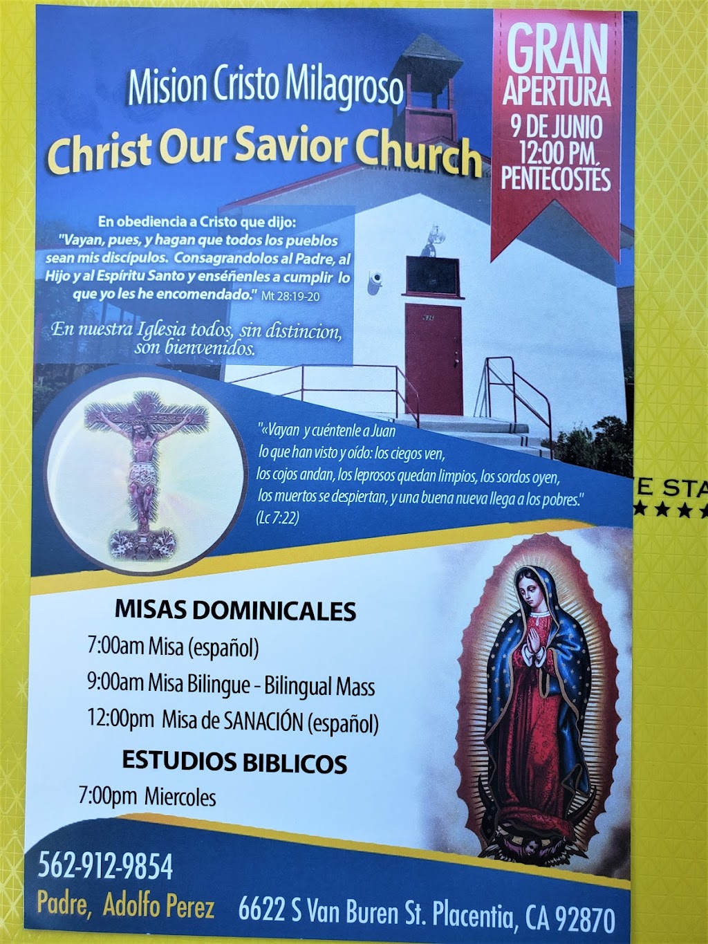 Iglesia Cristo Milagroso | 6622 S Van Buren St, Placentia, CA 92870, USA | Phone: (562) 912-9854