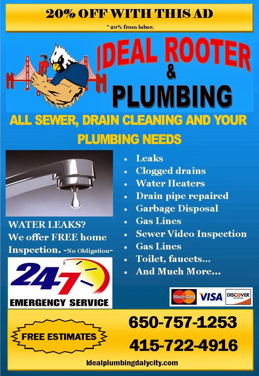 Ideal Rooter & Plumbing | 1207 Nimitz Dr, Daly City, CA 94015, USA | Phone: (415) 722-4916