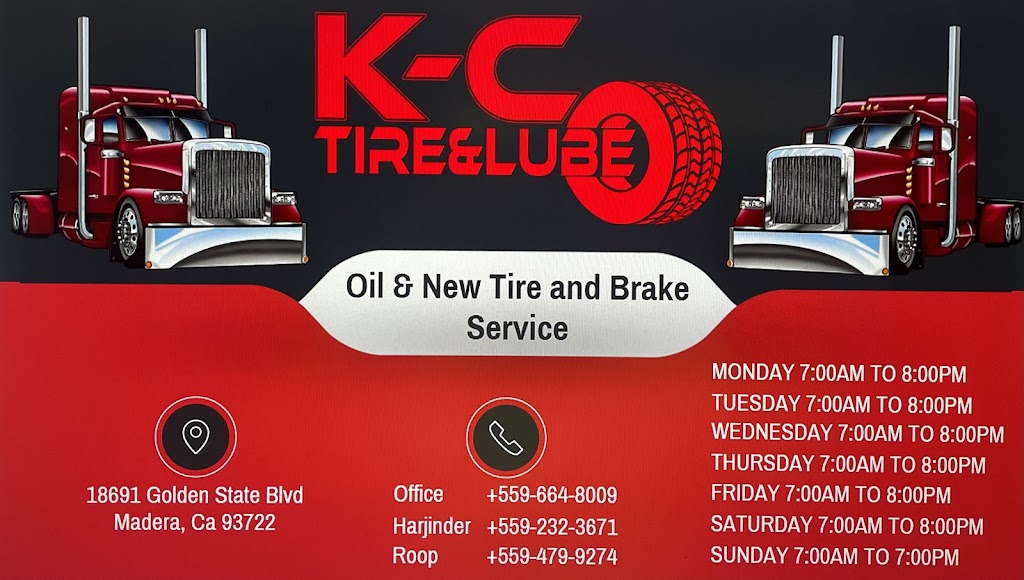 K-C Tire And Lube | 18691 Golden State Blvd Building B, Madera, CA 93637, USA | Phone: (559) 664-8009