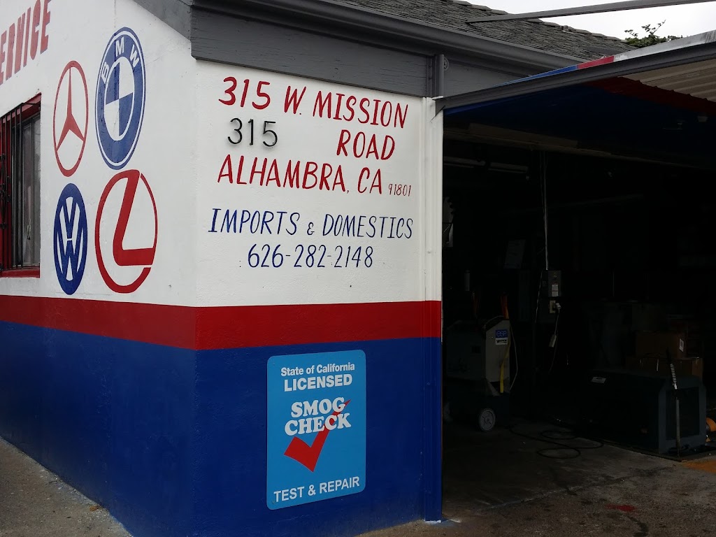P & W Auto Service And Smog | 315 W Mission Rd, Alhambra, CA 91801, USA | Phone: (626) 282-2148
