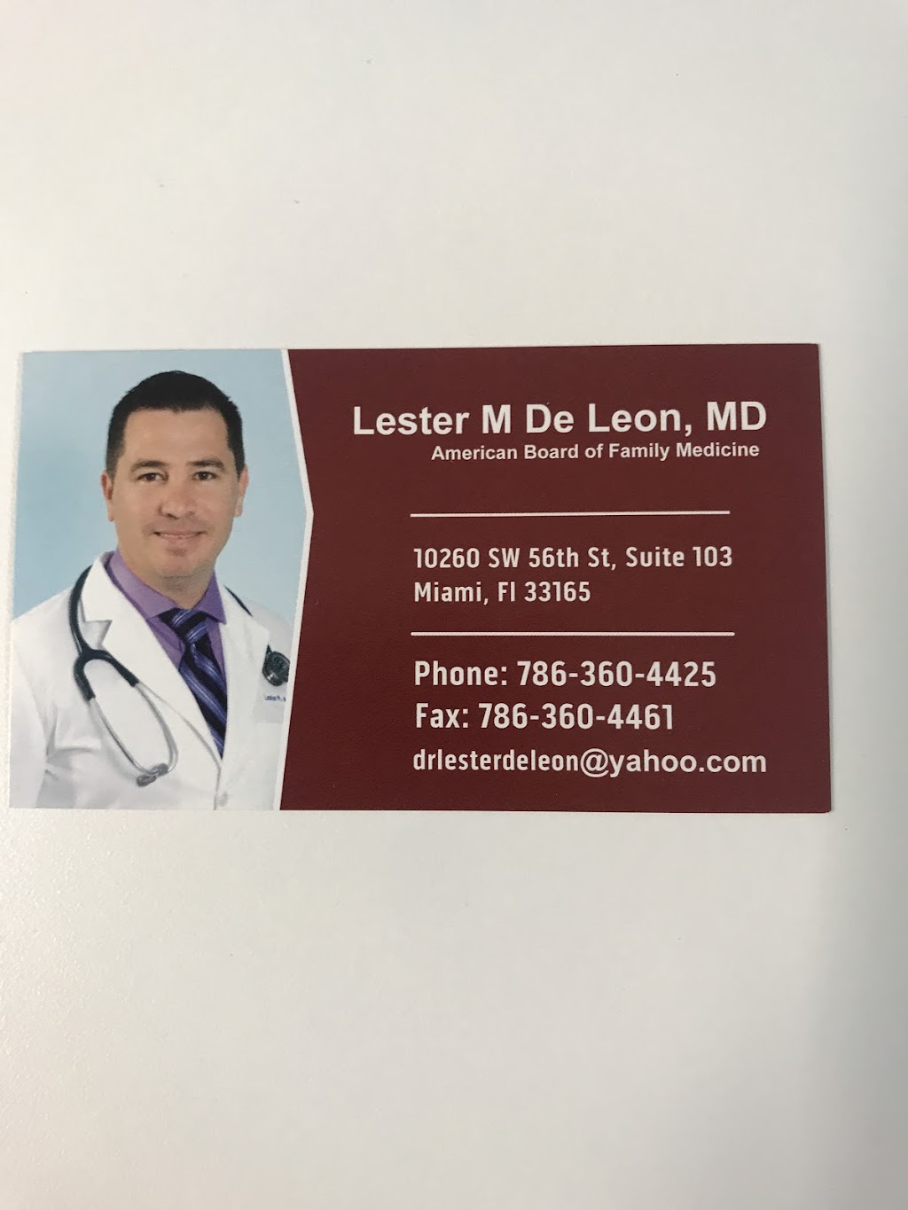 Doctor Lester M. De Leon " DE LEON PRIMARY CARE " | 9920 SW 40th St, Miami, FL 33165, USA | Phone: (786) 360-4425