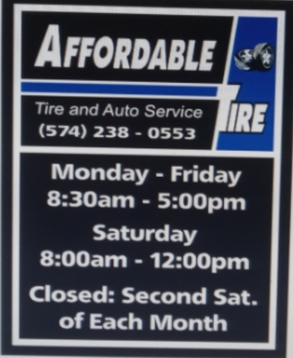 Affordable Tire Store Millersburg | 133 S Benton St, Millersburg, IN 46543, USA | Phone: (574) 238-0553