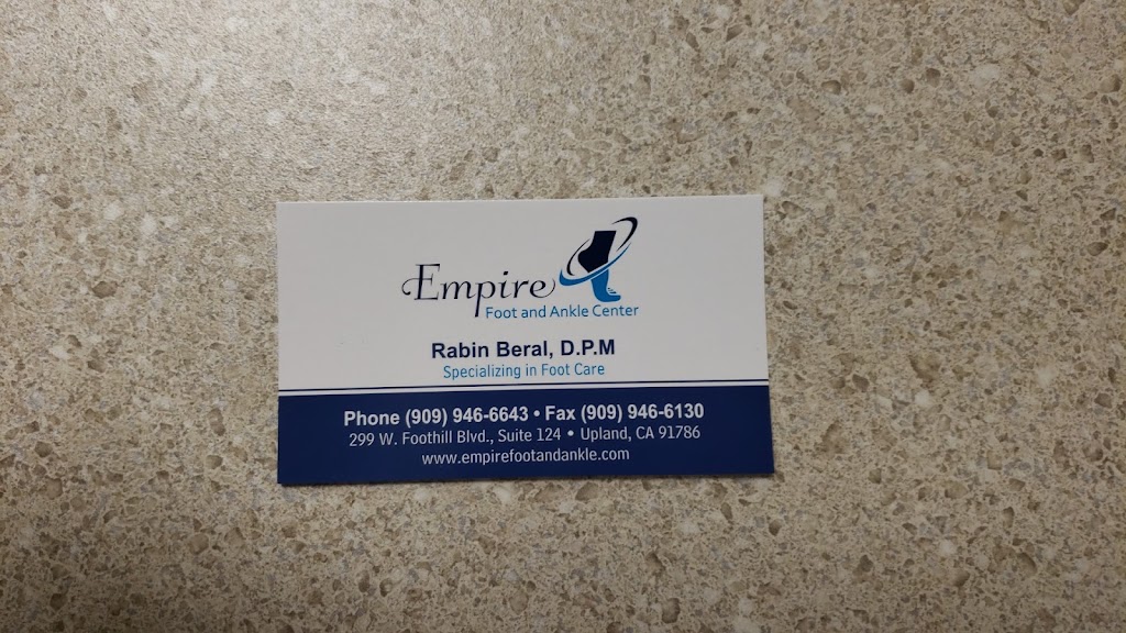 Empire Foot and Ankle | 299 W Foothill Blvd Suite 124, Upland, CA 91786, USA | Phone: (909) 946-6643