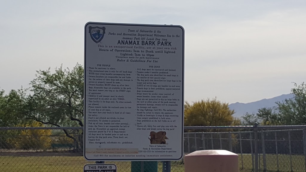 Anamax Dog Park | W Camino Mazatlan, Sahuarita, AZ 85629 | Phone: (520) 445-7850