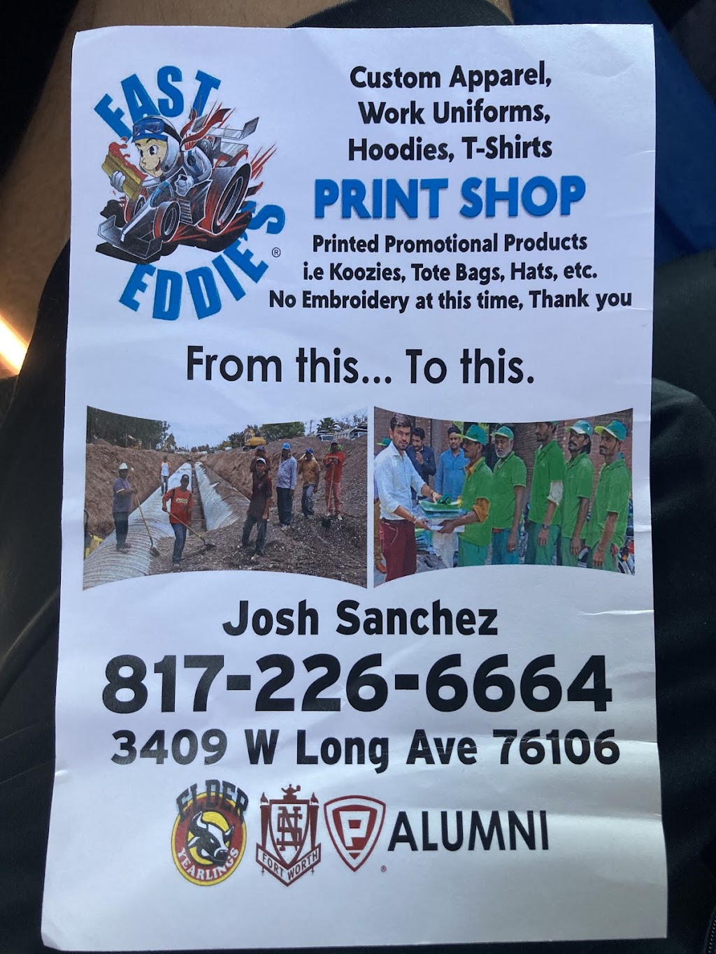 Fast Eddies Print Shop | 3409 W Long Ave, Fort Worth, TX 76106 | Phone: (817) 226-6664