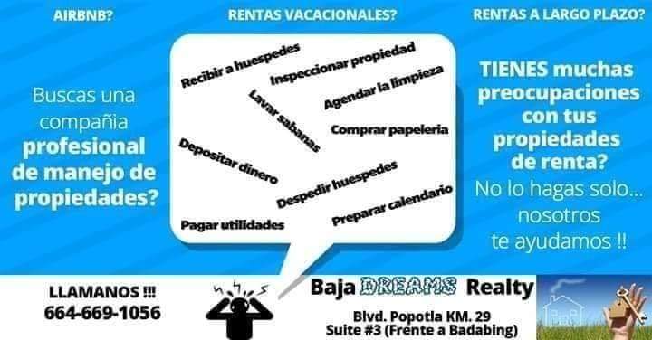 BAJA DREAMS REALTY=INMOBILIARIA | CARRETARA LIBRE A ENSENADA KM29 COL CUENCA DIAS BLVD. POPOTLA KM28 COL, La Barca, 22710 Rosarito, B.C., Mexico | Phone: 664 669 1056