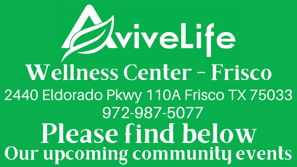 AviveLife Wellness Center | 2440 W Eldorado Pkwy Suite 110A, Frisco, TX 75033 | Phone: (972) 987-5077