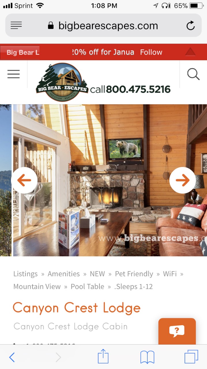 Big Bear Escapes | 472 Pine Knot Ave, Big Bear Lake, CA 92315, USA | Phone: (800) 475-5216