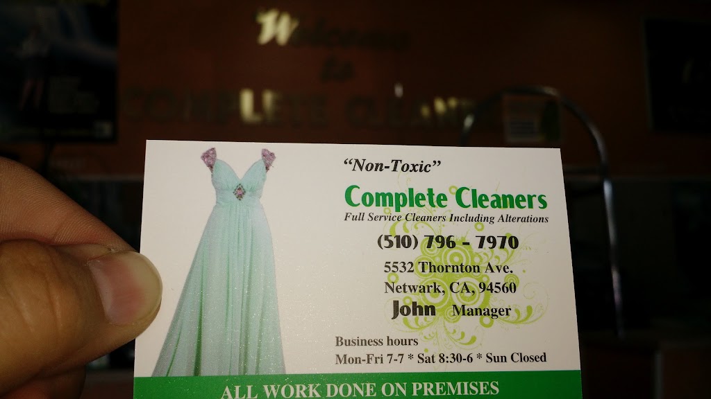 Complete Cleaners | 5532 Thornton Ave, Newark, CA 94560, USA | Phone: (510) 796-7970