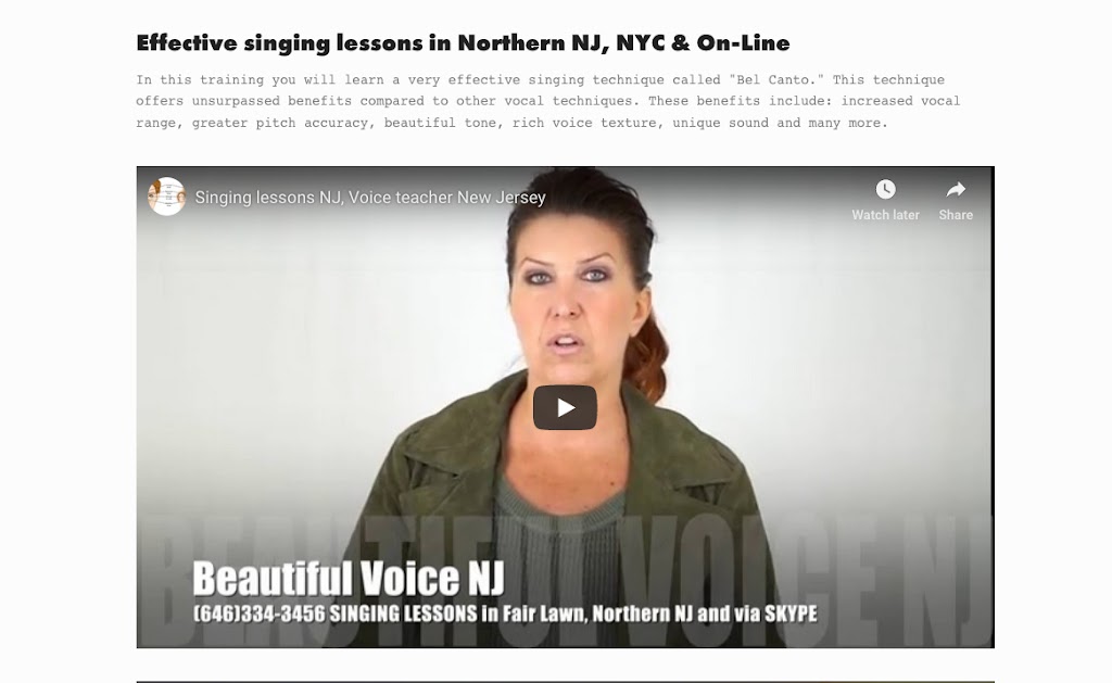 BEAUTIFUL VOICE NJ - VOICE LESSONS | 310 Cedar Ln 3rd Floor, Teaneck, NJ 07666, USA | Phone: (646) 334-3456