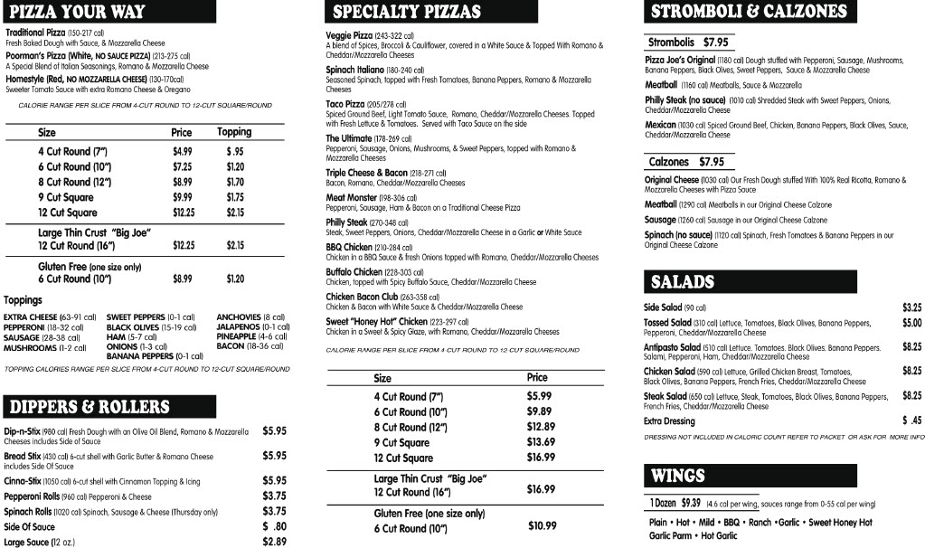 Pizza Joes | 2700 Highland Ave, New Castle, PA 16105, USA | Phone: (724) 652-4242