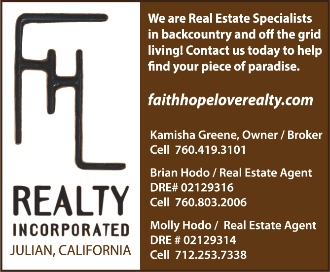 FHL Realty | 4470 Julian Hwy, Julian, CA 92036, USA | Phone: (760) 419-3101