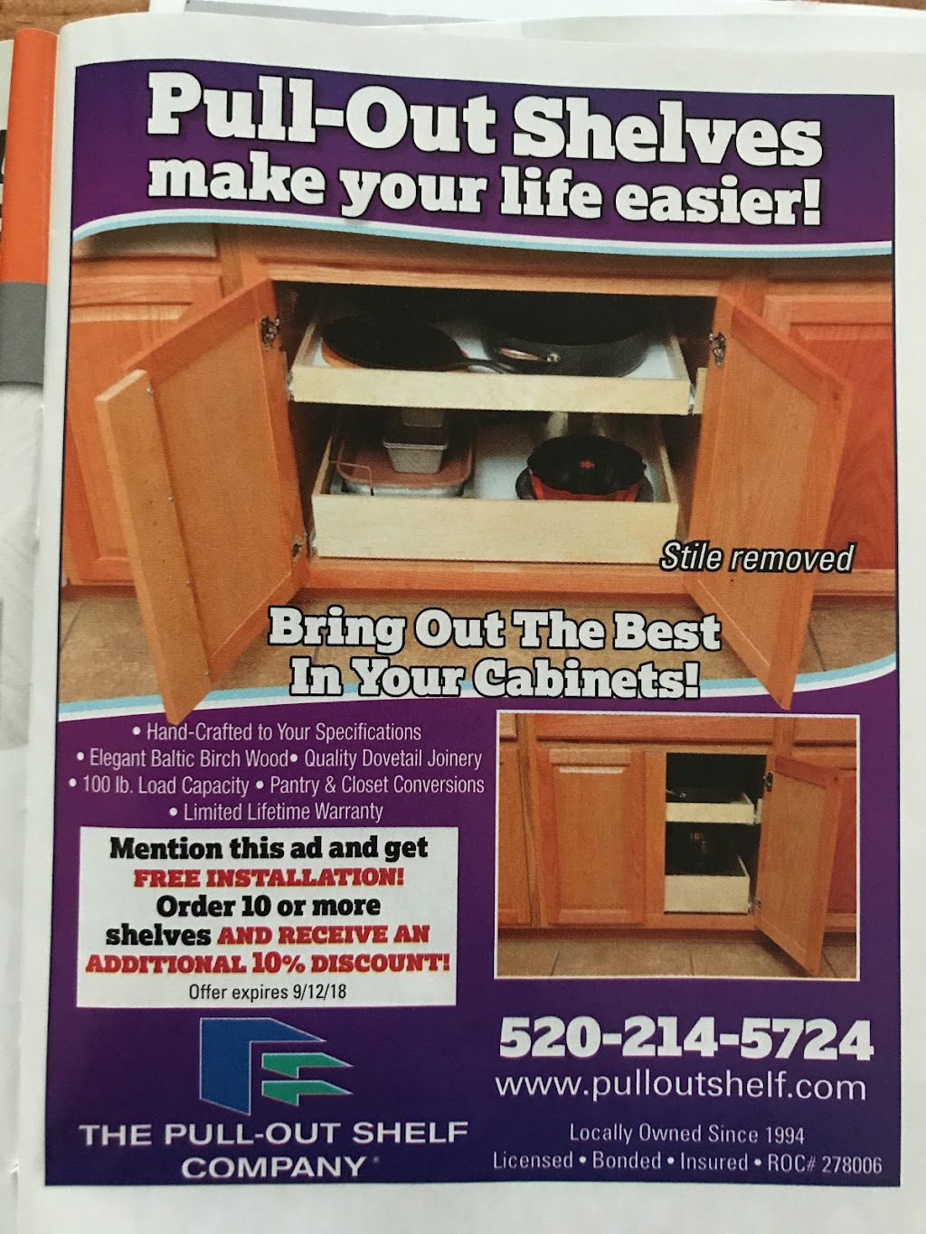 The Pull-Out Shelf Company | 1655 N 15th Ave, Tucson, AZ 85705, USA | Phone: (520) 299-2402