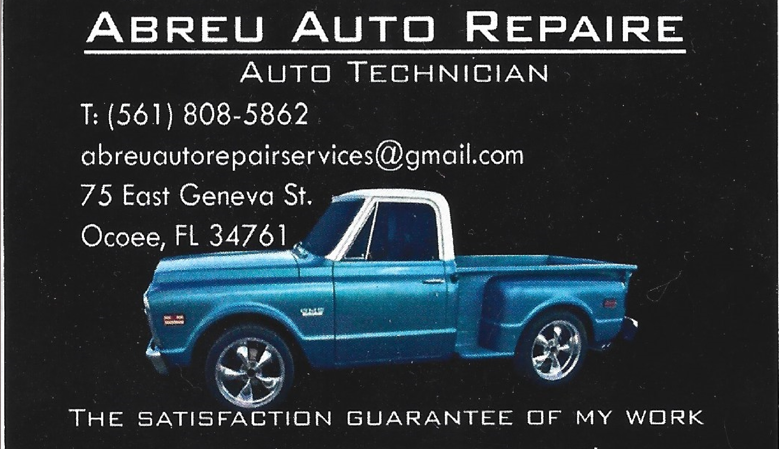 Abreu Auto Repair Services LLC | 75 E Geneva St, Ocoee, FL 34761, United States | Phone: (561) 808-5862