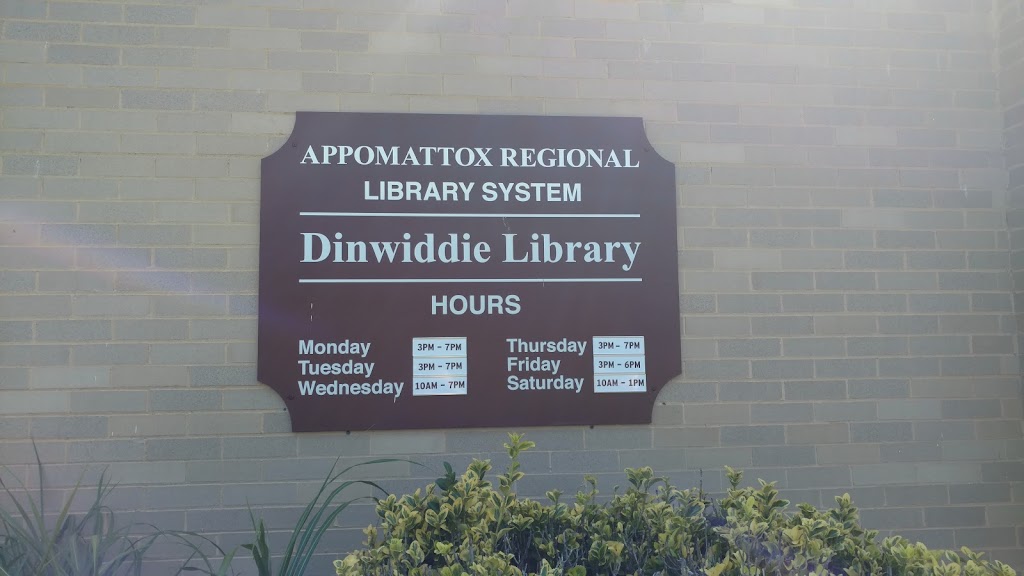 Appomattox Regional Library System- Dinwiddie Branch | 14103 Boydton Plank Rd, Dinwiddie, VA 23841, USA | Phone: (804) 458-6329 ext. 2920