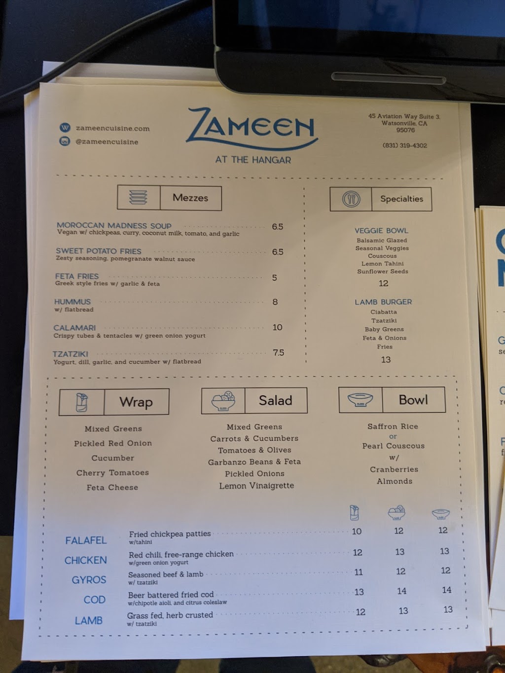 Zameen At The Hangar | 45 Aviation Way Suite 3, Watsonville, CA 95076, USA | Phone: (831) 319-4302