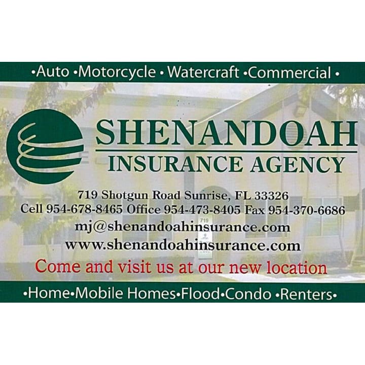 Shenandoah Insurance Agency | 719 Shotgun Rd, Sunrise, FL 33326, USA | Phone: (954) 473-8405