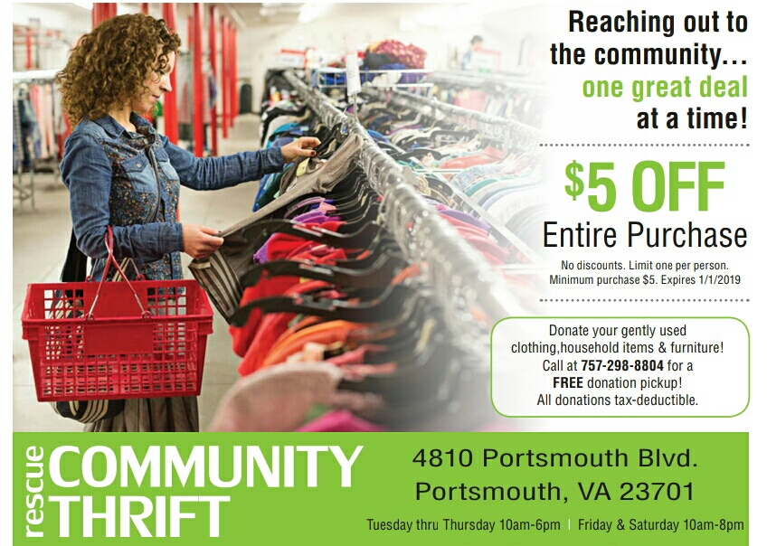 Rescue Thrift | 4808 Portsmouth Blvd, Portsmouth, VA 23701, USA | Phone: (757) 298-8804
