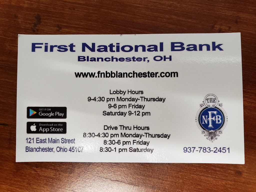 First National Bank Of Blanchester | 121 W Main St, Blanchester, OH 45107, USA | Phone: (937) 783-2451