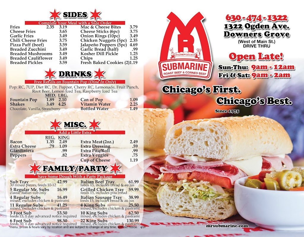 Mr. Submarine | 1322 Ogden Ave, Downers Grove, IL 60515, USA | Phone: (630) 474-1322