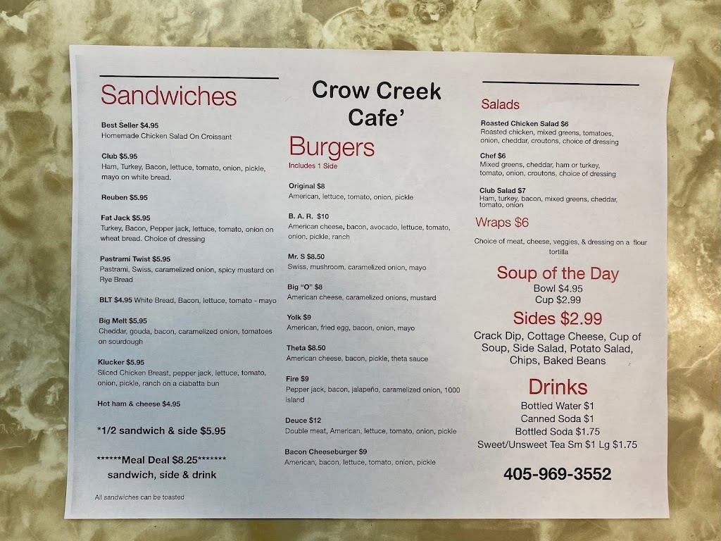 Crow Creek Cafe And Market | 106 S Grand, Crescent, OK 73028, USA | Phone: (405) 969-3552