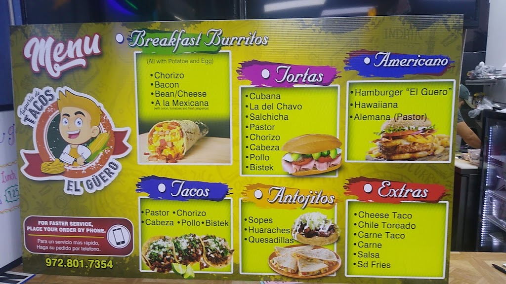 Taquería de Tacos El Güero | 2525 N Josey Ln, Carrollton, TX 75006, USA | Phone: (972) 801-7354