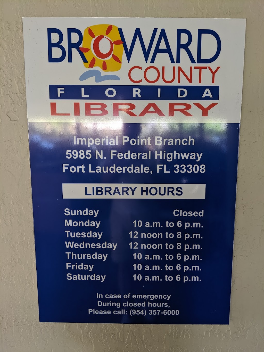 Broward County Library - Imperial Point Branch | 5985 N Federal Hwy, Fort Lauderdale, FL 33308, USA | Phone: (954) 357-6530