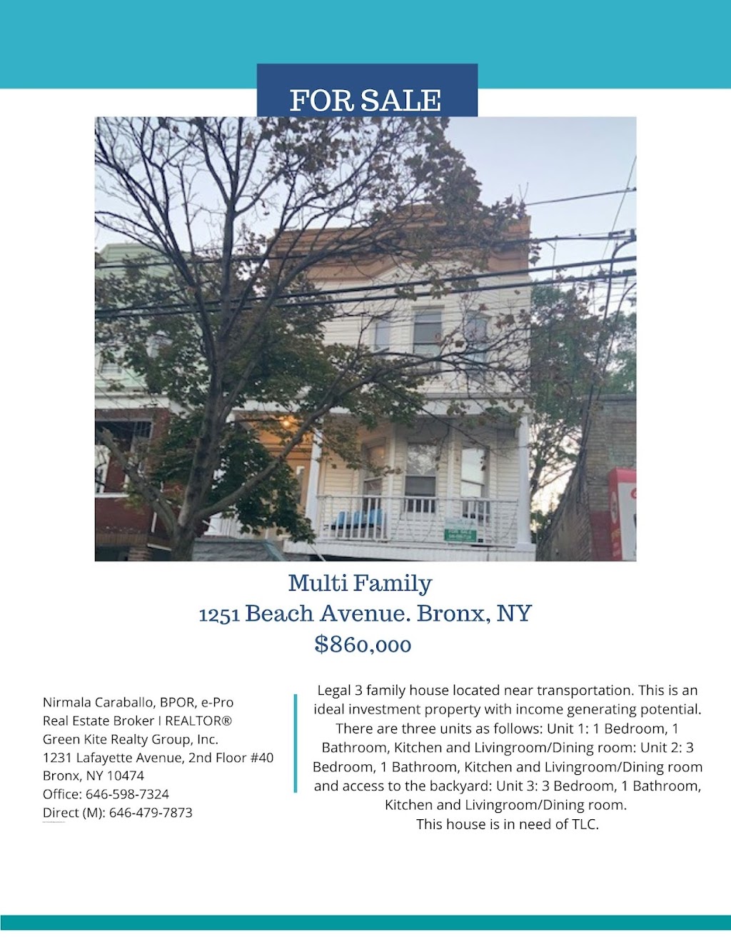 Green Kite Realty | 1231 Lafayette Ave, Bronx, NY 10474, USA | Phone: (646) 479-7873