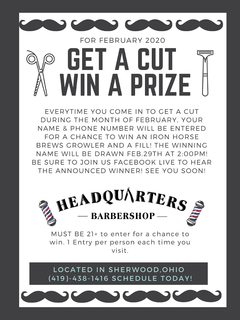 Headquarters Barbershop | 9915 US-127, Sherwood, OH 43556, USA | Phone: (419) 439-8123