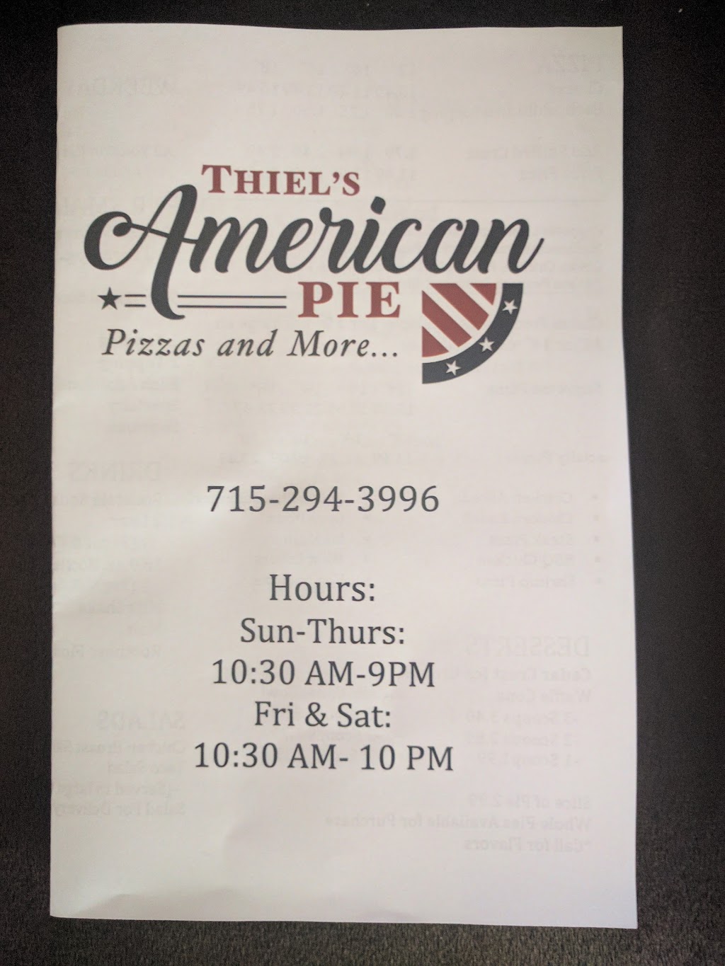 American Pie Pizzeria | 444 N Cascade St, Osceola, WI 54020, USA | Phone: (715) 294-3996