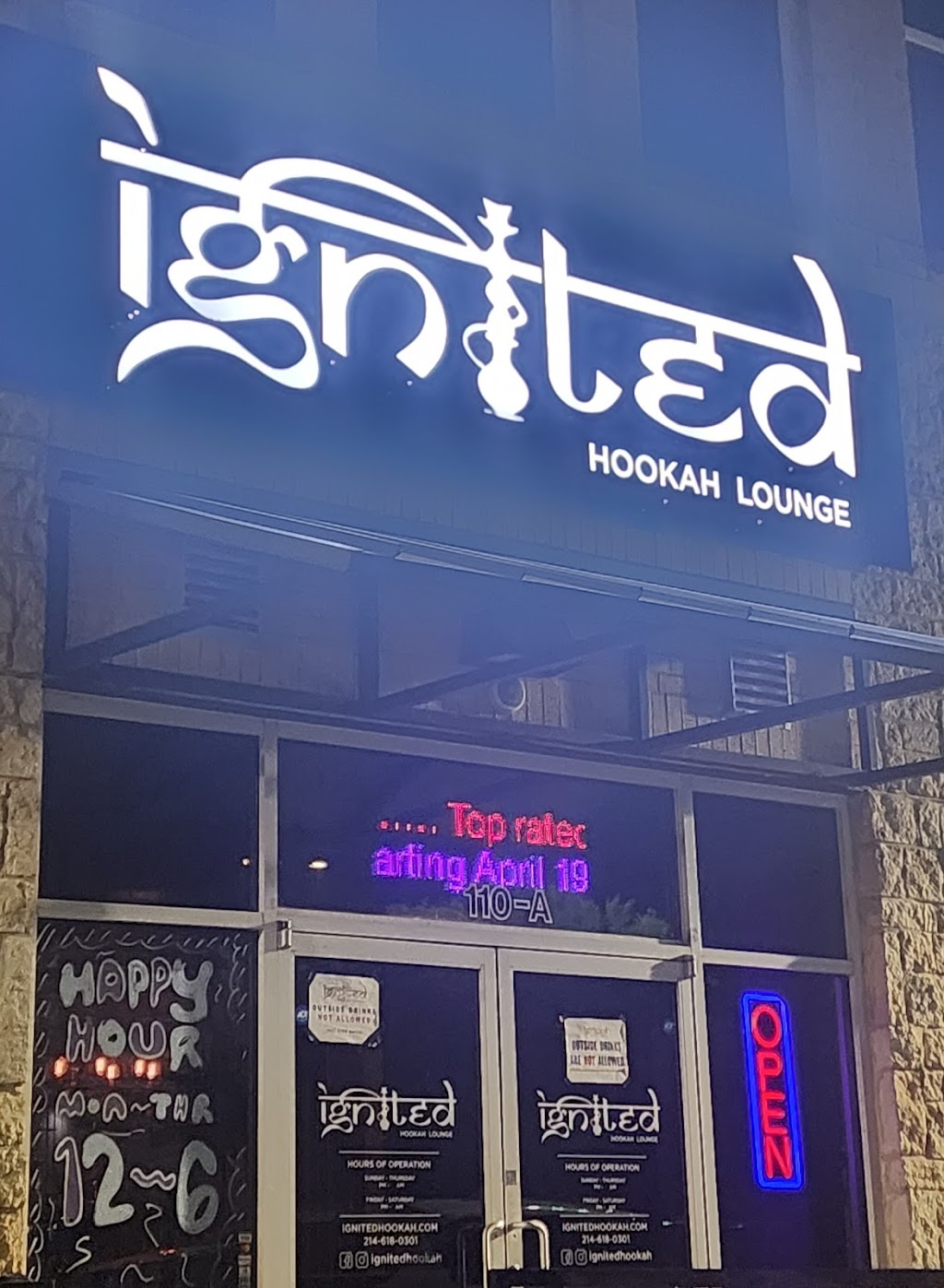 Ignited Hookah Lounge | 5566 Main St #110-A, Frisco, TX 75033, USA | Phone: (214) 618-0391