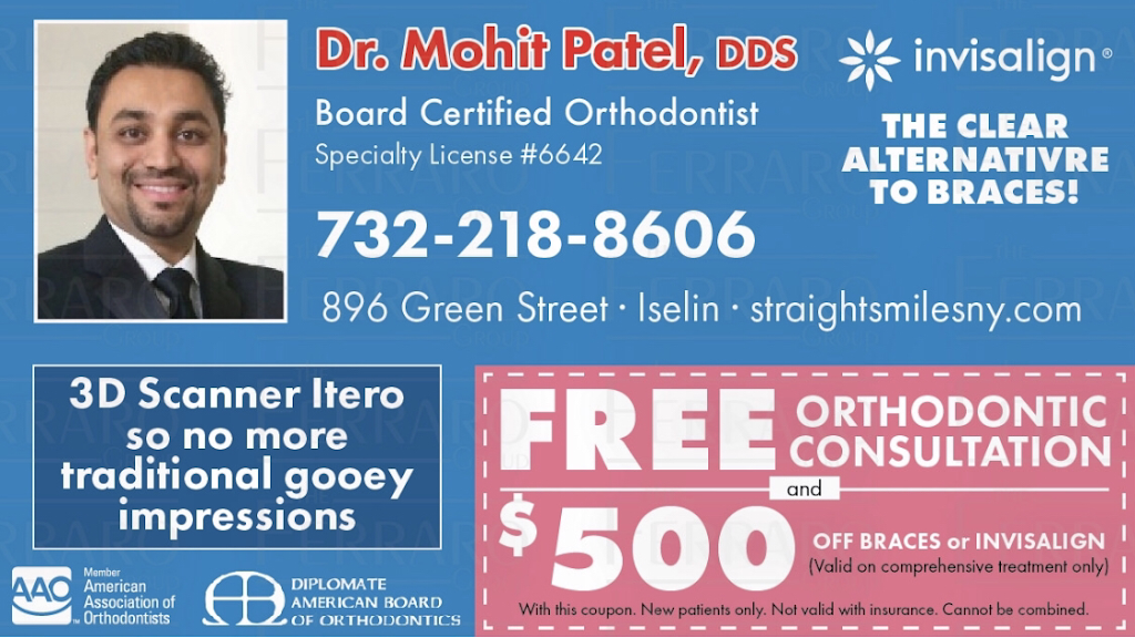 Straight Smiles Orthodontics, Dr. Mohit Patel | 896 Green St, Iselin, NJ 08830, USA | Phone: (732) 218-8606