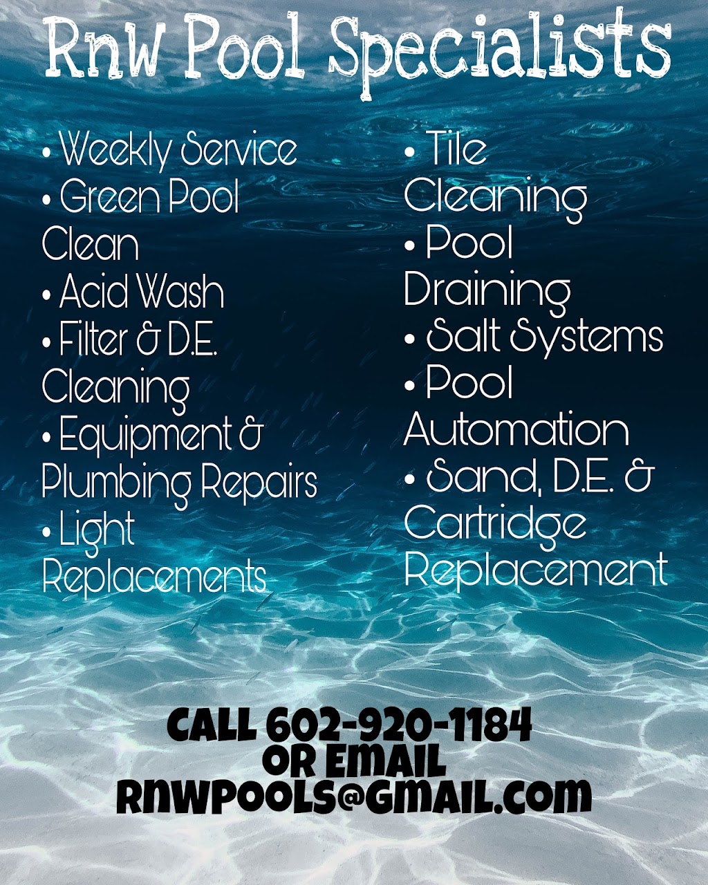R-N-W Pool Specialists | 19334 N Del Mar Ave, Maricopa, AZ 85138 | Phone: (602) 920-1184