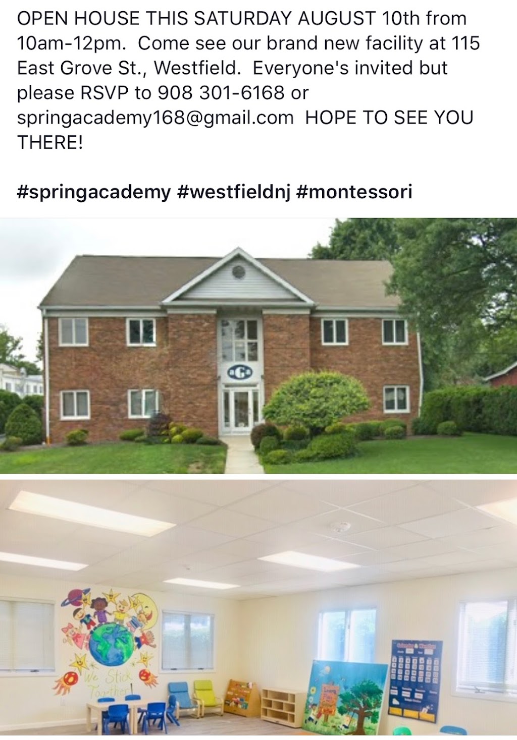 Spring Academy Westfield | 115 E Grove St, Westfield, NJ 07090, USA | Phone: (908) 301-6168