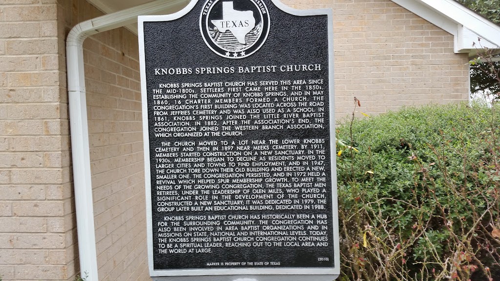 Knobbs Springs Baptist Church | 1662 Co Rd 305, McDade, TX 78650, USA | Phone: (512) 273-2743