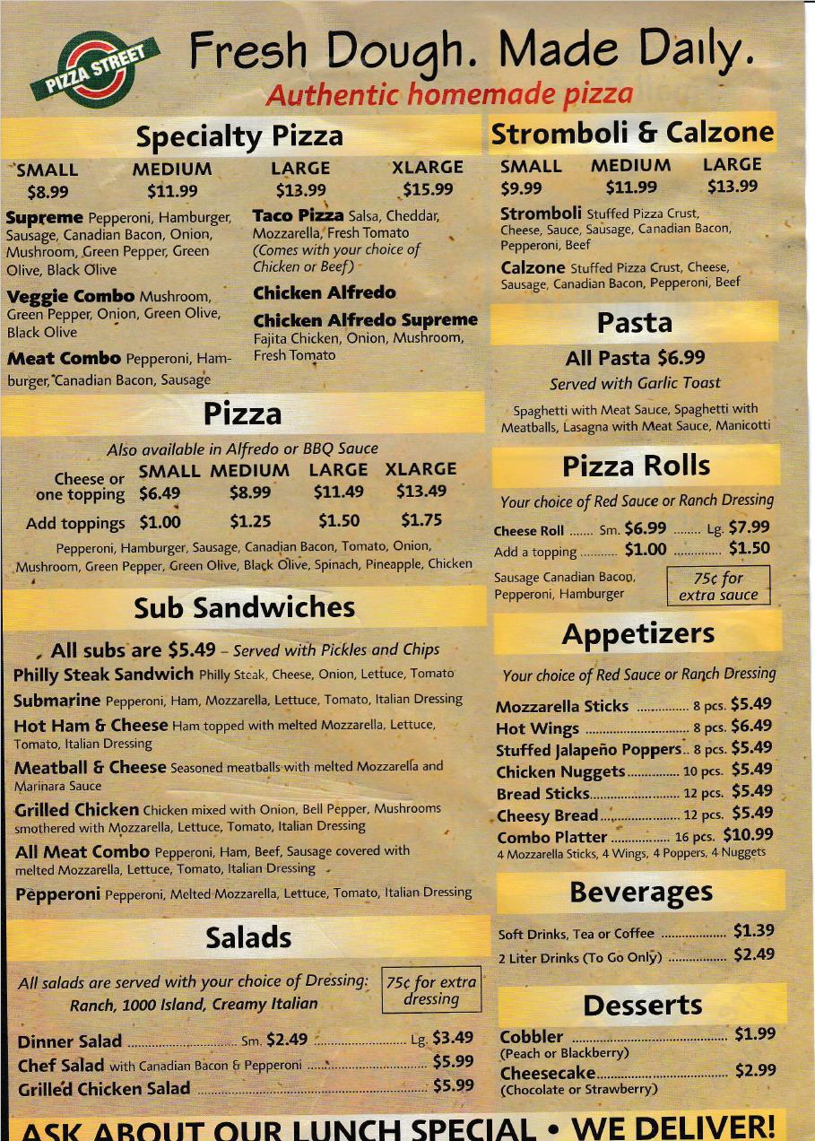 Pizza Street | 1055 W Audie Murphy Pkwy Ste 106, Farmersville, TX 75442, USA | Phone: (972) 782-7600